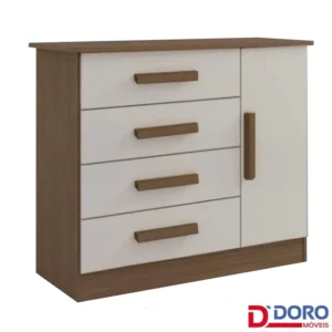 Cômoda Firenze Castanho/Off 4 Gavetas e Sapateira Larg. 1.10m - D Doro