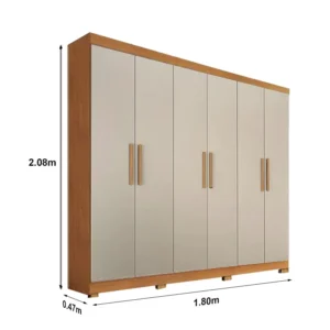 Alternative view of Guarda-roupa Casal Sergipe Nature/Off 6 Portas C/ Pés 100% MDF Larg. 1.80m - Bianchi