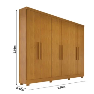 Alternative view of Guarda-Roupa Casal Sergipe Larg. 1.80m 6 Portas Nature 100% MDF C/Pés - Bianchi
