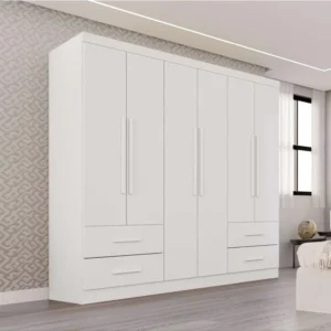 Guarda-roupa Texas Premium Branco 6 Portas 4 gavetas Larg. 1.80m - Sallêto