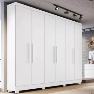Guarda-roupa Casal Sergipe Branco 6 Portas C/ Pés 100% MDF Larg. 1.80m - Bianchi