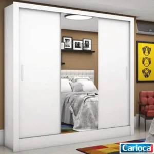 Guarda-roupa Dubai Branco 3 Portas C/ 1 Espelho Larg. 1.79m - Carioca
