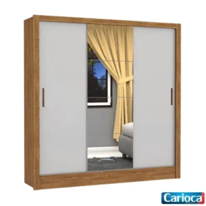 Guarda-roupa Dubai Cinamomo/Off 03 Portas C/ 1 Espelho Larg. 1.79m - Carioca