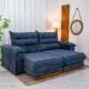 Sofá Retrátil Reclinável Itauna 2.50m Chenille Azul 575 - Molas Ensacadas