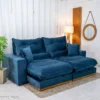 Sofá Retrátil Reclinável Mônaco 2.50m Veludo Azul A16 - Molas Ensacadas