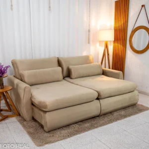 Sofá Retrátil Amaranto 2.30m Veludo Bege 3040/04- Sem Caixa