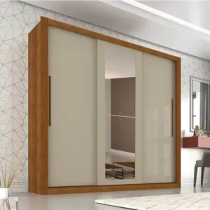 Guarda-roupa Casal New Panamá Cinamomo/Off 3 Portas Flex 4 Gavetas C/ 1 Espelho Larg. 1.85m Sallêto