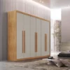 Guarda-roupa Hawaii Nature/Off 6 Portas 2 Gavetas Larg. 1.80m 100% MDF - Rufato