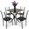 Mesa Rio Base Ipanema Preto Tampo Preto MDF 68X68 4 Cadeiras Rio Assento Preto - Teixeira