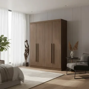 Roupeiro Solteiro Da Vinci Plus Castanho 4 Portas 3 Gavetas 100% MDF Larg. 1.85m - D Doro EM ESTOQUE