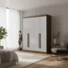 Roupeiro Solteiro Da Vinci Plus Castanho/Off 4 Portas 3 Gavetas 100% MDF Larg. 1.85m - D Doro