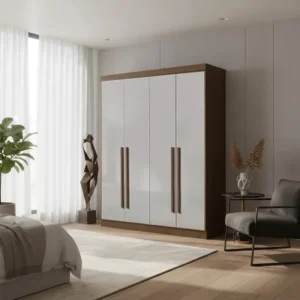 Roupeiro Solteiro Da Vinci Plus Castanho/Off 4 Portas 3 Gavetas 100% MDF Larg. 1.85m - D Doro