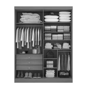Alternative view of Roupeiro Solteiro Da Vinci Plus Castanho/Off 4 Portas 3 Gavetas 100% MDF Larg. 1.85m - D Doro
