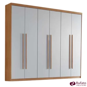 Alternative view of Guarda-roupa Hawaii Nature/Off 6 Portas 2 Gavetas Larg. 1.80m 100% MDF - Rufato