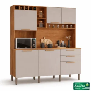 Cozinha New Topázio Cinamomo/Off 6 Portas 2 Gavetas Larg. 1.65m - Sallêto