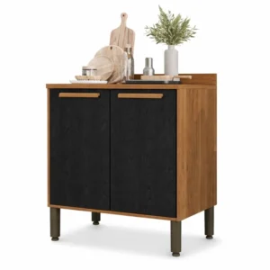 Balcão Flórida Larg. 0.80m Cinamomo/Preto 2 Portas - Sallêto