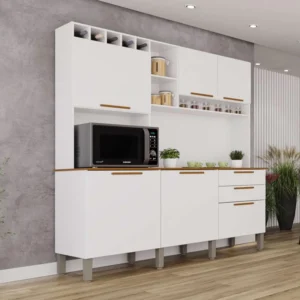 Armário Cozinha New Topázio Branco/Cinamomo 6 Portas 2 Gavetas Larg. 1.65m - Sallêto