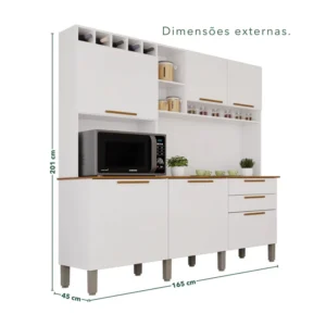 Alternative view of Armário Cozinha New Topázio Branco/Cinamomo 6 Portas 2 Gavetas Larg. 1.65m - Sallêto