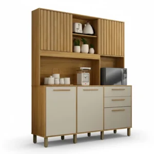 Armário Cozinha Diamante Larg. 1.63m Cinamomo/Off 5 Portas 2 Gavetas - Valdemoveis