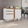 Balcão Cozinha Pérola Branco/Cinamomo 2 Portas 2 Gavetas Larg. 1.20m - Sallêto