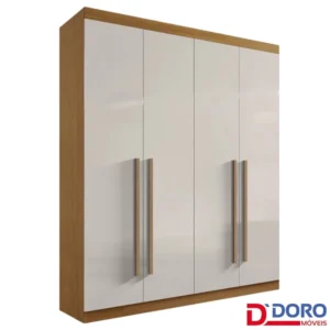 Roupeiro Solteiro Da Vinci Plus Cinamomo/Off 4 Portas 3 Gavetas 100% MDF Larg. 1.85m - D Doro