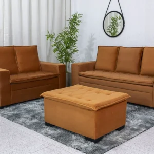 Sofá 3 e 2 lugares França com Puff Veludo Terracota A62