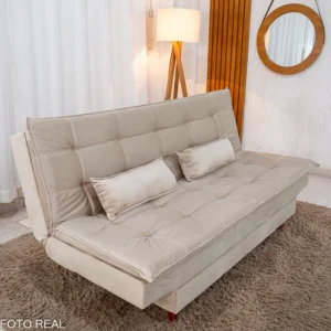 Sofá Cama Premium Veludo Bege 2269 Larg. 1.80m