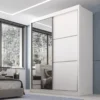 Guarda-roupa Atenas Branco 2 Portas C/ 1 Espelho 3 Gavetas 100% MDF Larg. 1.85m - D'Doro
