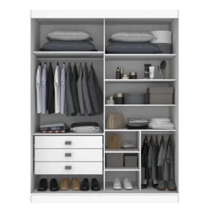 Alternative view of Guarda-roupa Atenas Branco 2 Portas C/ 1 Espelho 3 Gavetas 100% MDF Larg. 1.85m - D'Doro