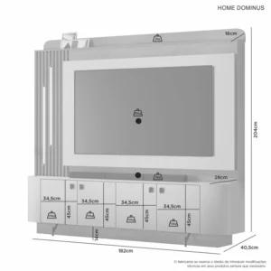 Alternative view of Home Dominus Candian Larg. 1.82m Cinamomo/Off White C/Detalhe Ripado e Luminárias em LED - JCM