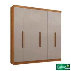 Guarda-roupa Casal Coliseu Cinamomo/Off 6 Portas 4 Gavetas Larg. 2.20m - Sallêto