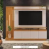 Home Absoluto Larg. 2.00m Cinamomo/Off Ripado C/ Led para TV até 65" - JCM