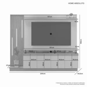 Alternative view of Home Absoluto Larg. 2.00m Cinamomo/Off Ripado C/ Led para TV até 65" - JCM