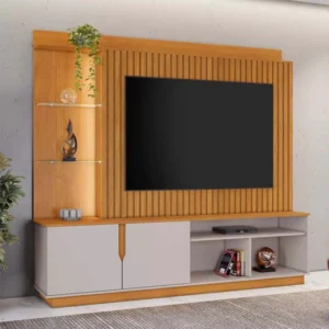 Home Amparo Larg. 1.82m Cinamomo/Off Ripado C/ Led para TV até 60" - JCM