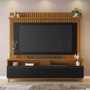 Home NT 1340 Larg. 1.83m Freijó/Preto Ripado para TV até 65" - Notável