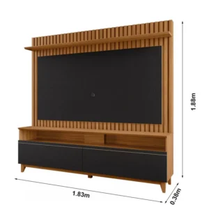 Alternative view of Home NT 1340 Larg. 1.83m Freijó/Preto Ripado para TV até 65" - Notável
