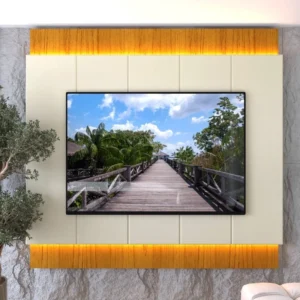 Alternative view of Painel Magnífico 220 Larg. 2.18m Nature/Off C/LED e Detalhe Ripado para TV até 70" - Gelius