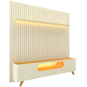 Alternative view of Rack Nobre Larg. 2.10m Off/Naturale + Painel Nobre Larg. 2.30m Off Ripado C/ Led 100% MDF para TV até 85" - Gelius