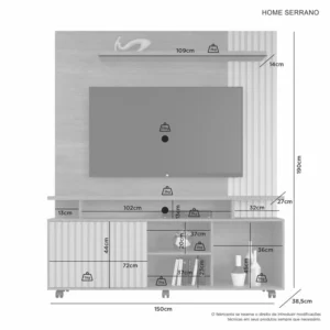 Alternative view of Home Serrano Larg. 1.50m Cinamomo/Off White C/detalhe Ripado - JCM