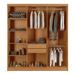 Alternative view of Guarda-Roupa Casal Cairo Ripado 6 Portas MDF Larg. 1.80m Nature/Off Rufato