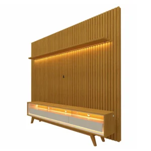 Alternative view of Rack Requinte Larg. 2.12m Naturale/off + Painel Nobre Larg. 2.30m Naturale Ripado C/ Led 100% MDF TV até 85" - Gelius