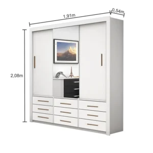 Alternative view of Guarda-Roupa Casal Anjos Branco 3 Portas 9 Gavetas C/ 1 Espelho Larg. 1.91m - Carioca
