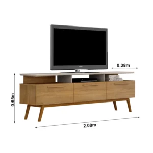 Alternative view of Rack Bancada São Paulo Larg.2.00m Cinamomo/Off para TV até 70" - Valdemoveis
