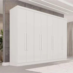 Guarda-roupa Recife Branco 8 Portas 4 Gavetas Larg. 2.41m - Sallêto