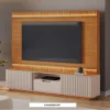 Home Atena Candian Larg. 2.10m Cinamomo/Off White C/Detalhe Ripado e Luminárias em LED - JCM
