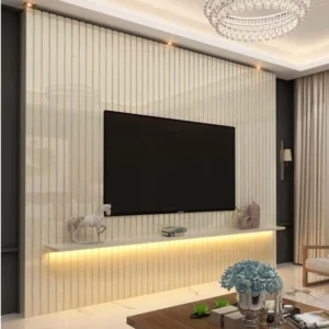Painel Nobre Larg. 2.30m Off Ripado 100% MDF C/ Led para TV até 85" - Gelius