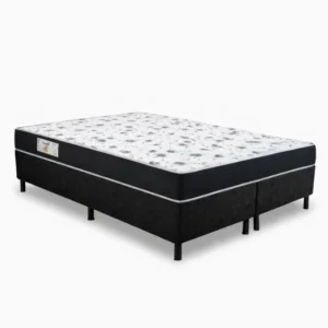 Colchão Queen Santé 100% Espuma D33 Nosso Sonho + Box Queen Sued Preto Ortobel
