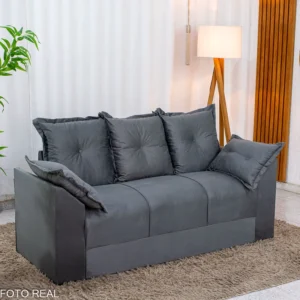 Sofá 3 Lugares Petra Veludinho Cinza Larg. 1.70m