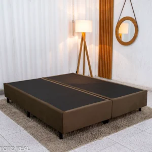 Box Queen Bipartida 158x198x37 Sued Marrom - Ortobel