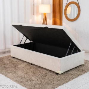 Box Baú Solteiro Prime Confort 88x188x45 Linho Palha Blindado - Issacar